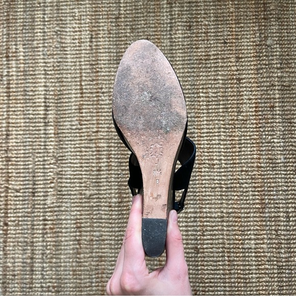 SOLD Loeffler Randall x Suno Black Suede Wedge Sandals Wooden Heel Leather - Picture 11 of 11